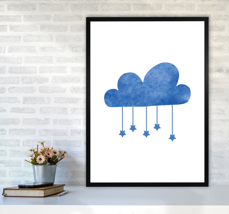 Blue Cloud Watercolour Modern Print A1 White Frame
