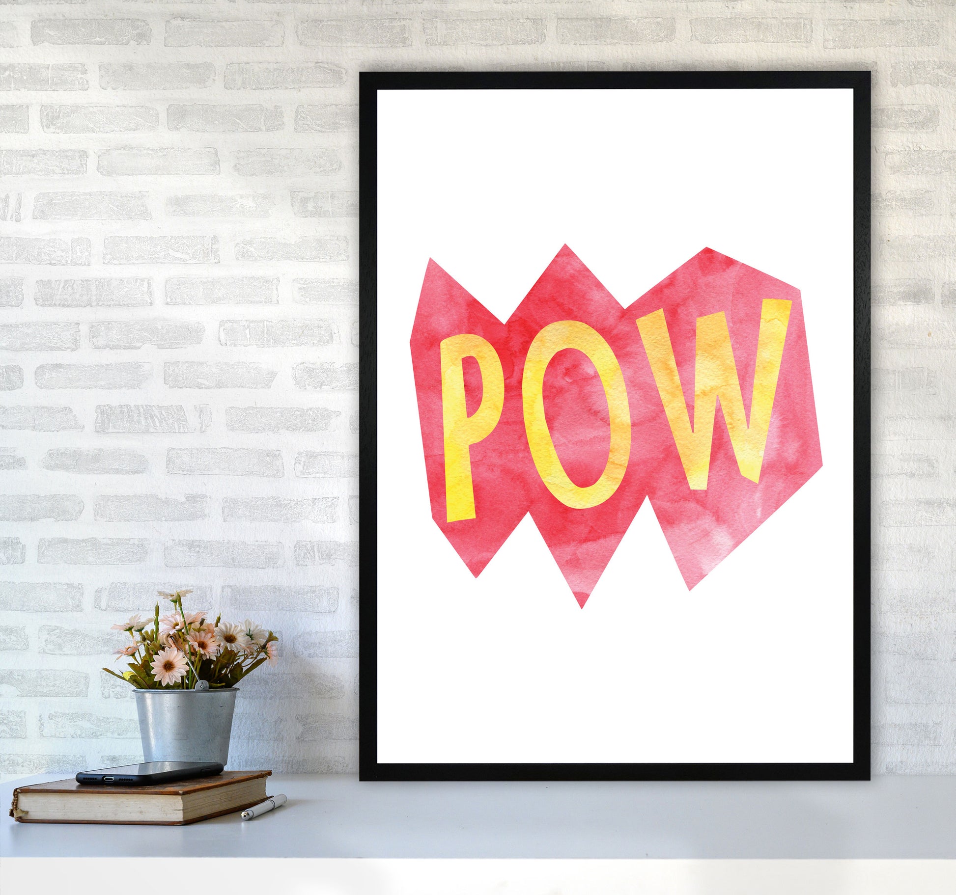 POW Watercolour Modern Print A1 White Frame
