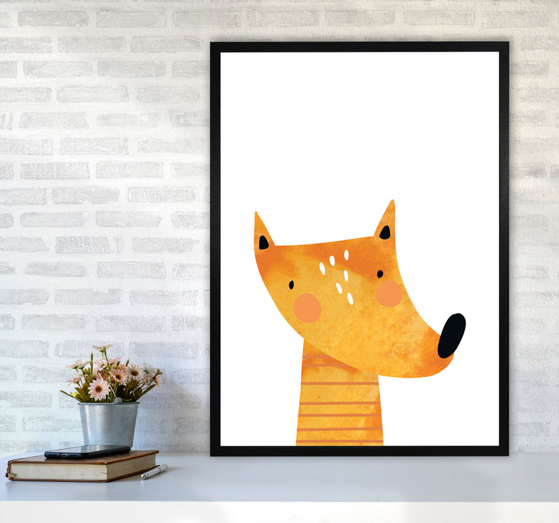 Scandi Fox Watercolour Framed Nursey Wall Art Print A1 White Frame