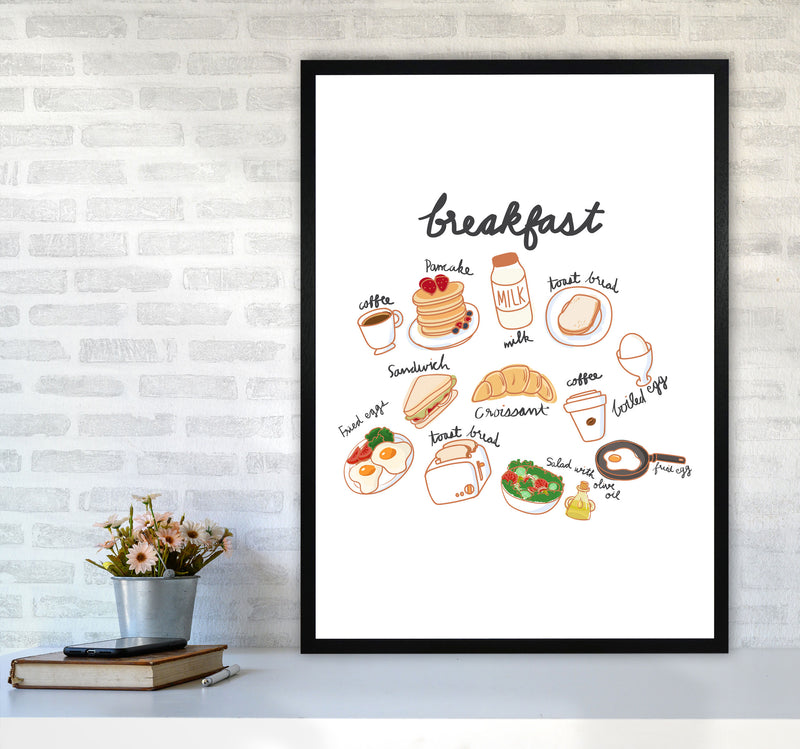 Breakfast Collection Portrait Modern Print, Framed Kitchen Wall Art A1 White Frame