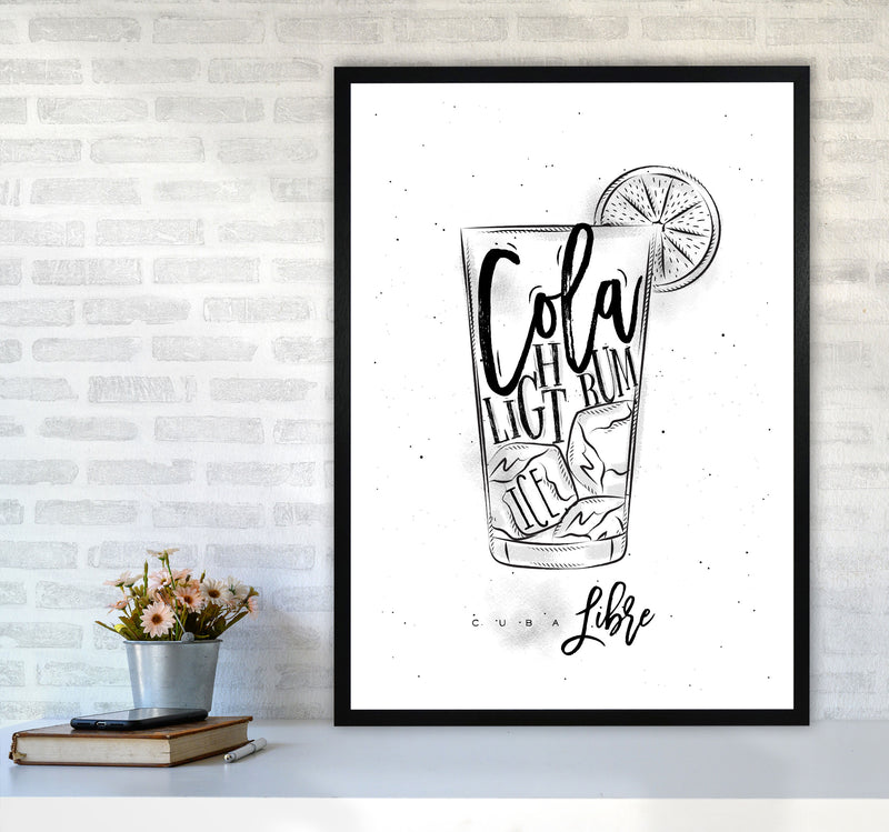 Cuba Libre Cocktail Modern Print, Framed Kitchen Wall Art A1 White Frame