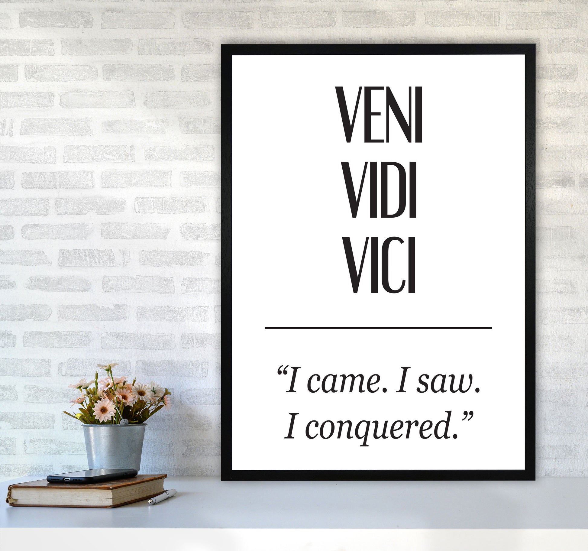 Veni Vidi Vici Modern Print A1 White Frame