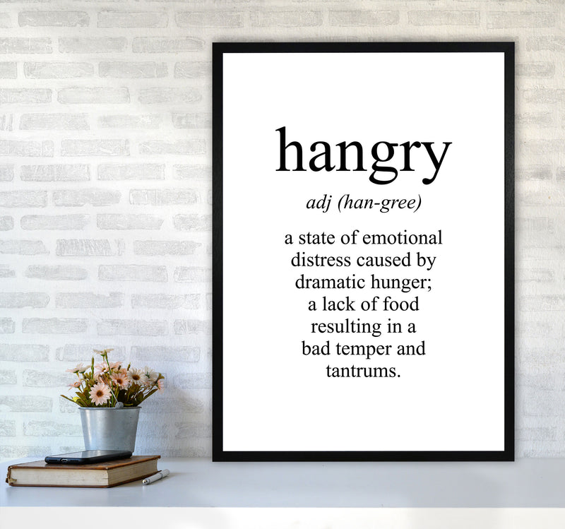 Hangry Modern Print, Framed Kitchen Wall Art A1 White Frame