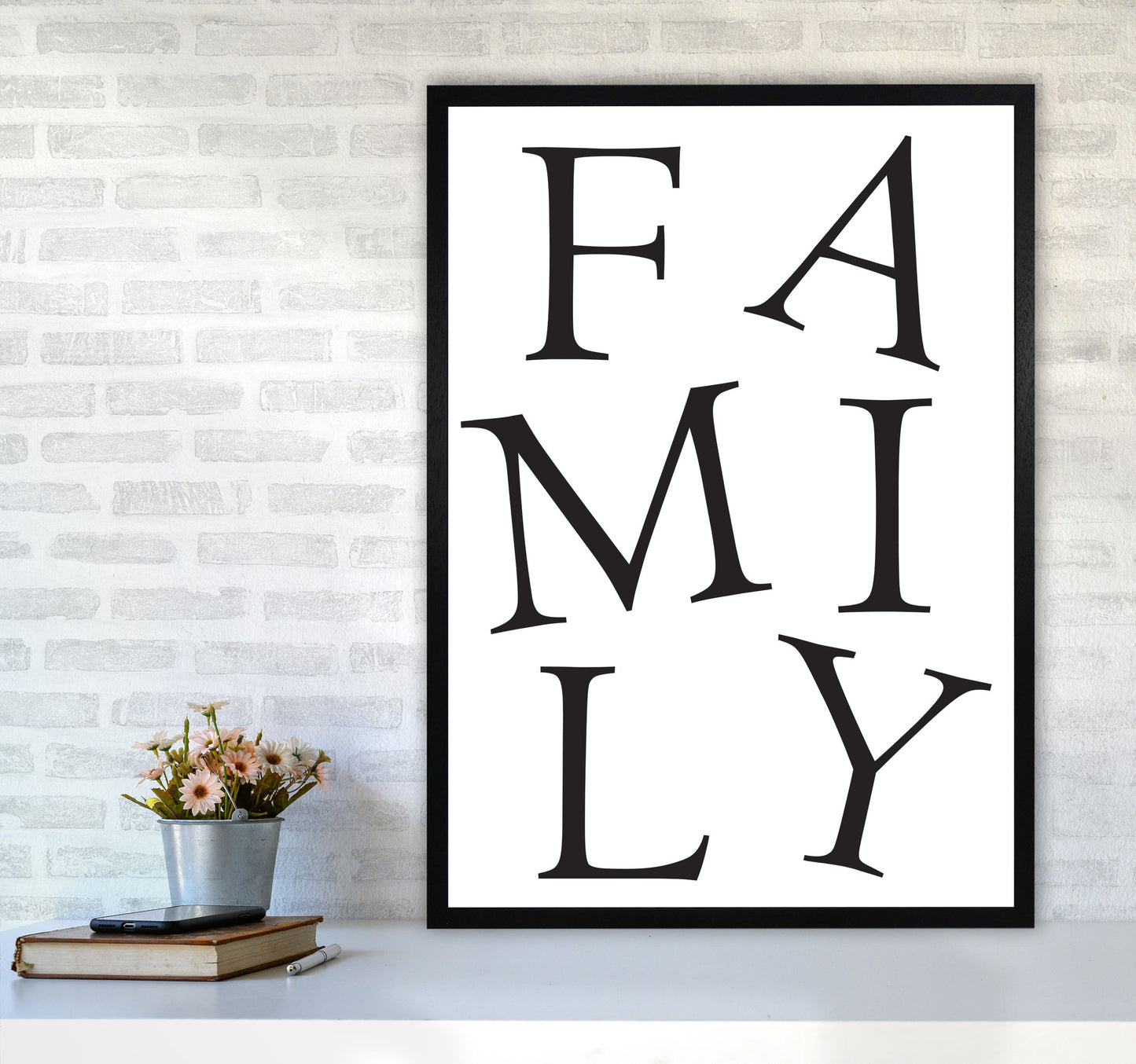 Family Framed Typography Wall Art Print A1 White Frame