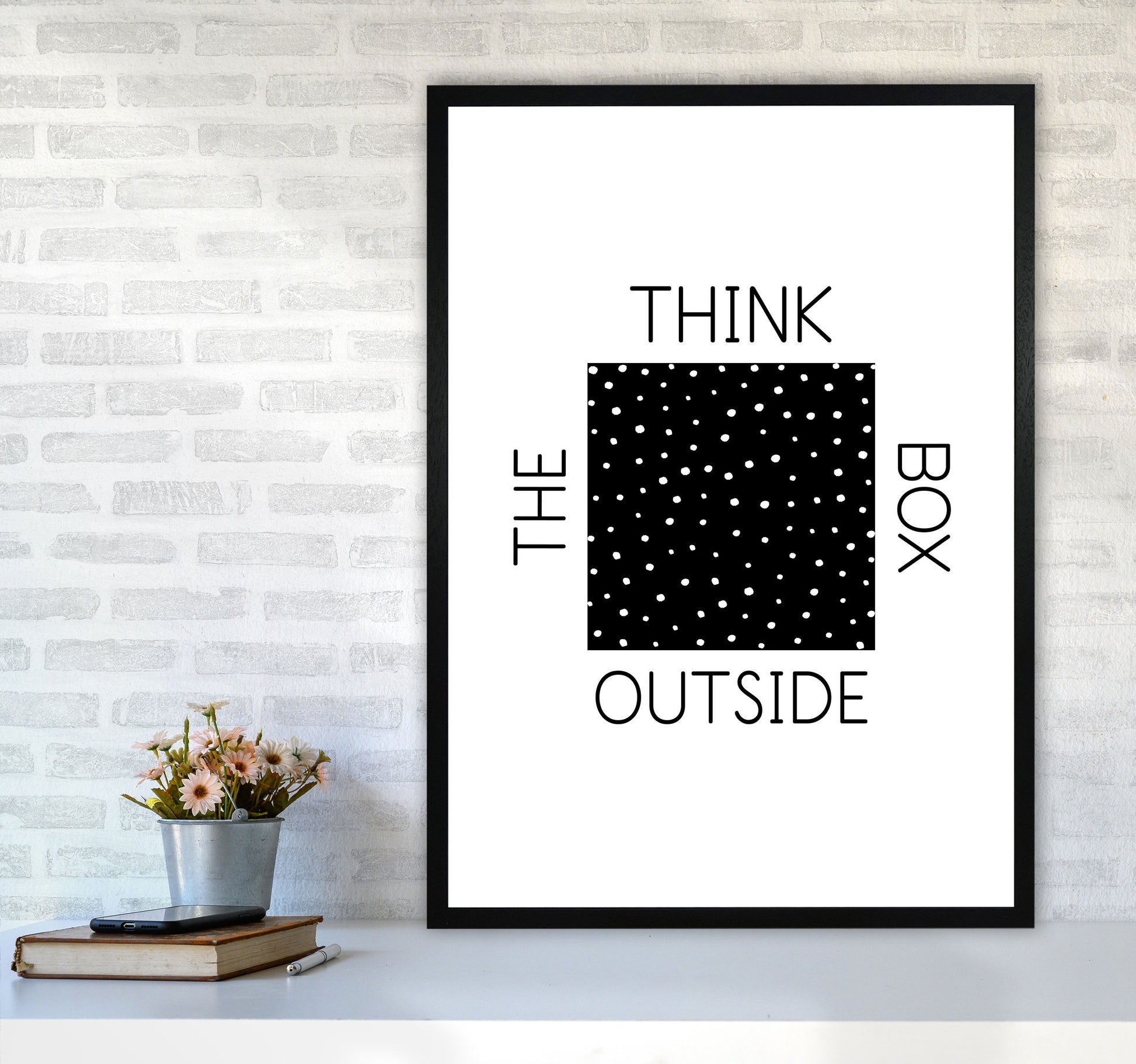 Think Outside The Box Modern Print A1 White Frame