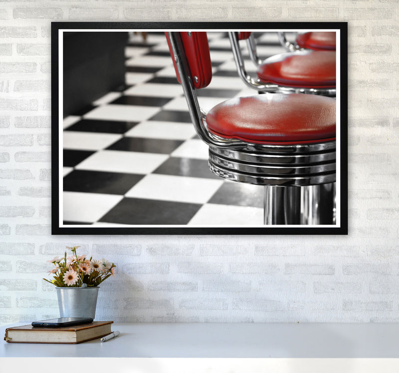 Vintage American Diner Modern Print A1 White Frame