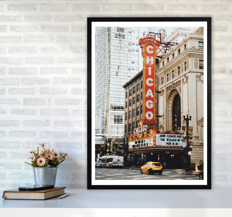 Retro Chicago Theatre Modern Print A1 White Frame