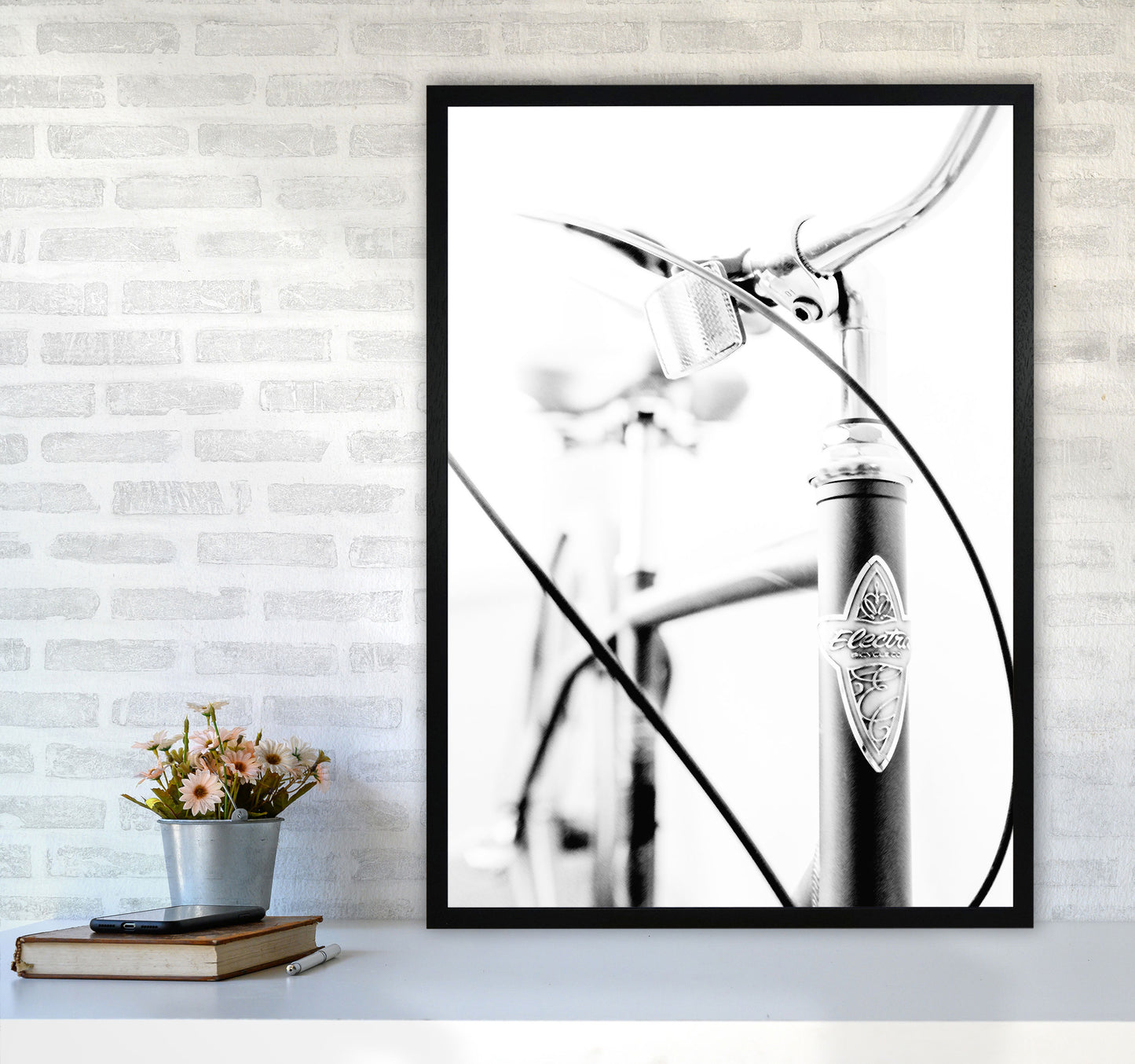 Retro Bike Frame Modern Print A1 White Frame
