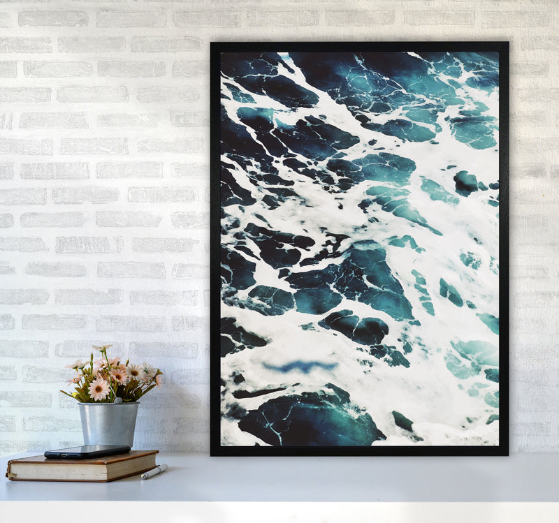 Blue White Water Modern Print, Framed Botanical & Nature Art Print A1 White Frame