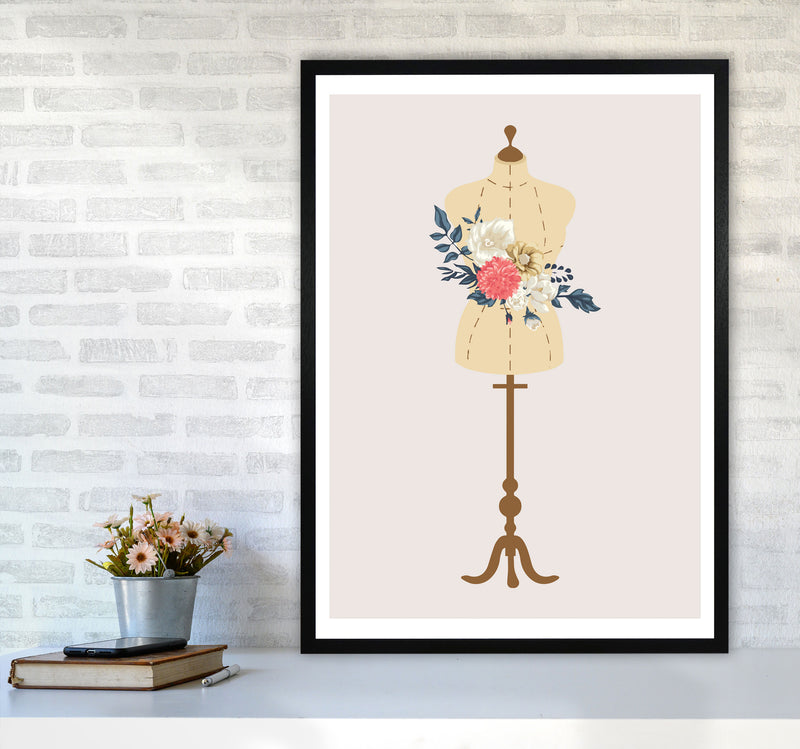 Floral Manikin Modern Print A1 White Frame
