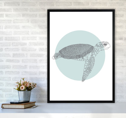 Marine Animals Turtle Modern Print Animal Art Print A1 White Frame