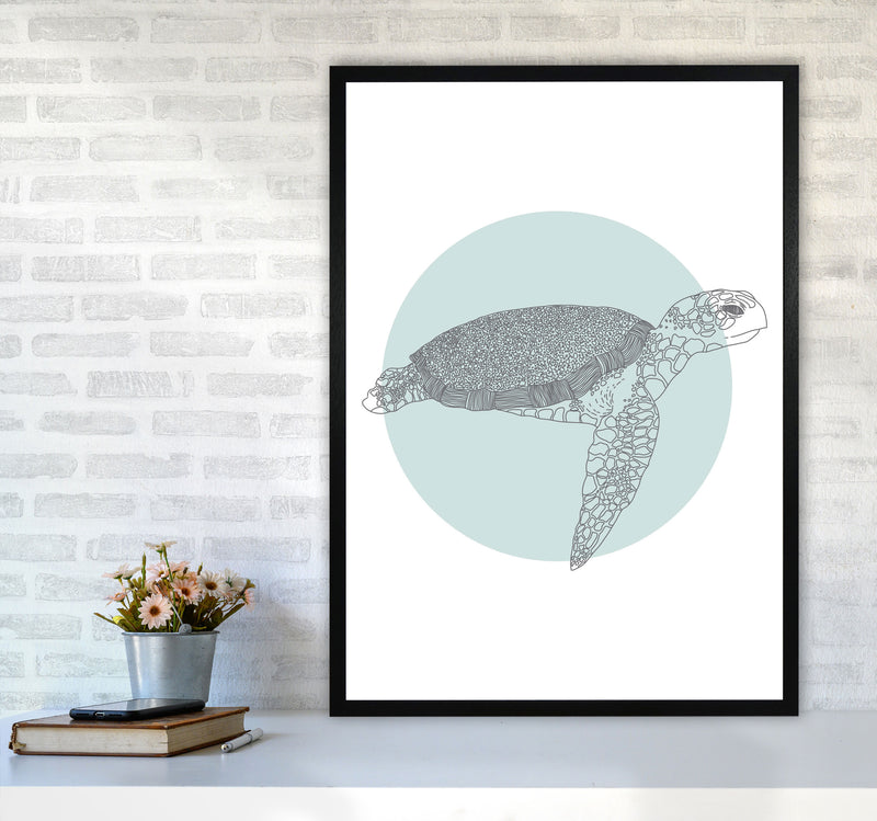 Marine Animals Turtle Modern Print Animal Art Print A1 White Frame