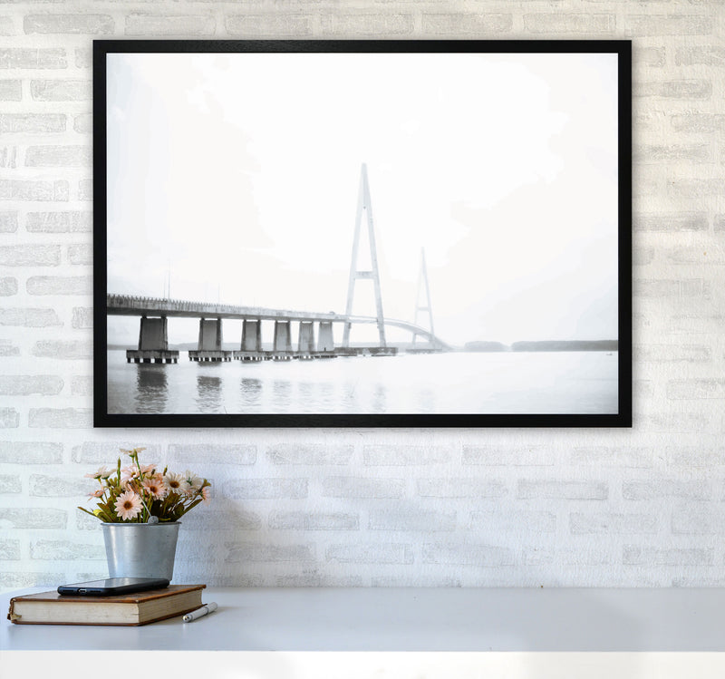Minimal Grey Bridge Modern Print A1 White Frame