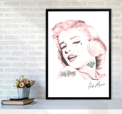 Pink Punk Monroe Modern Print A1 White Frame