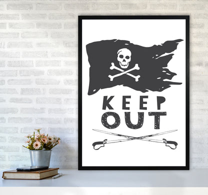 Pirate Keep Out Framed Nursey Wall Art Print A1 White Frame