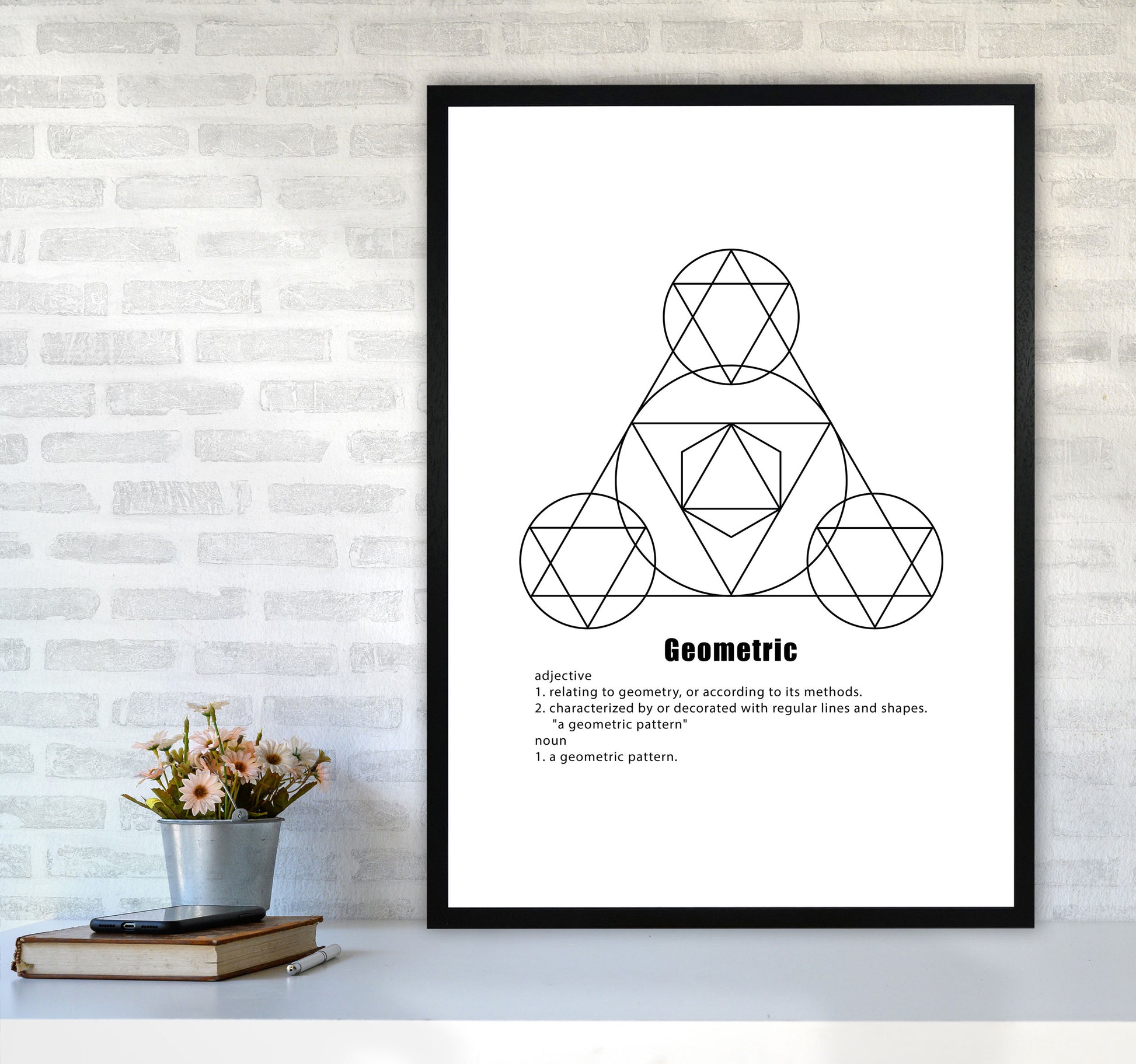 Geometric Meaning 1 Modern Print A1 White Frame