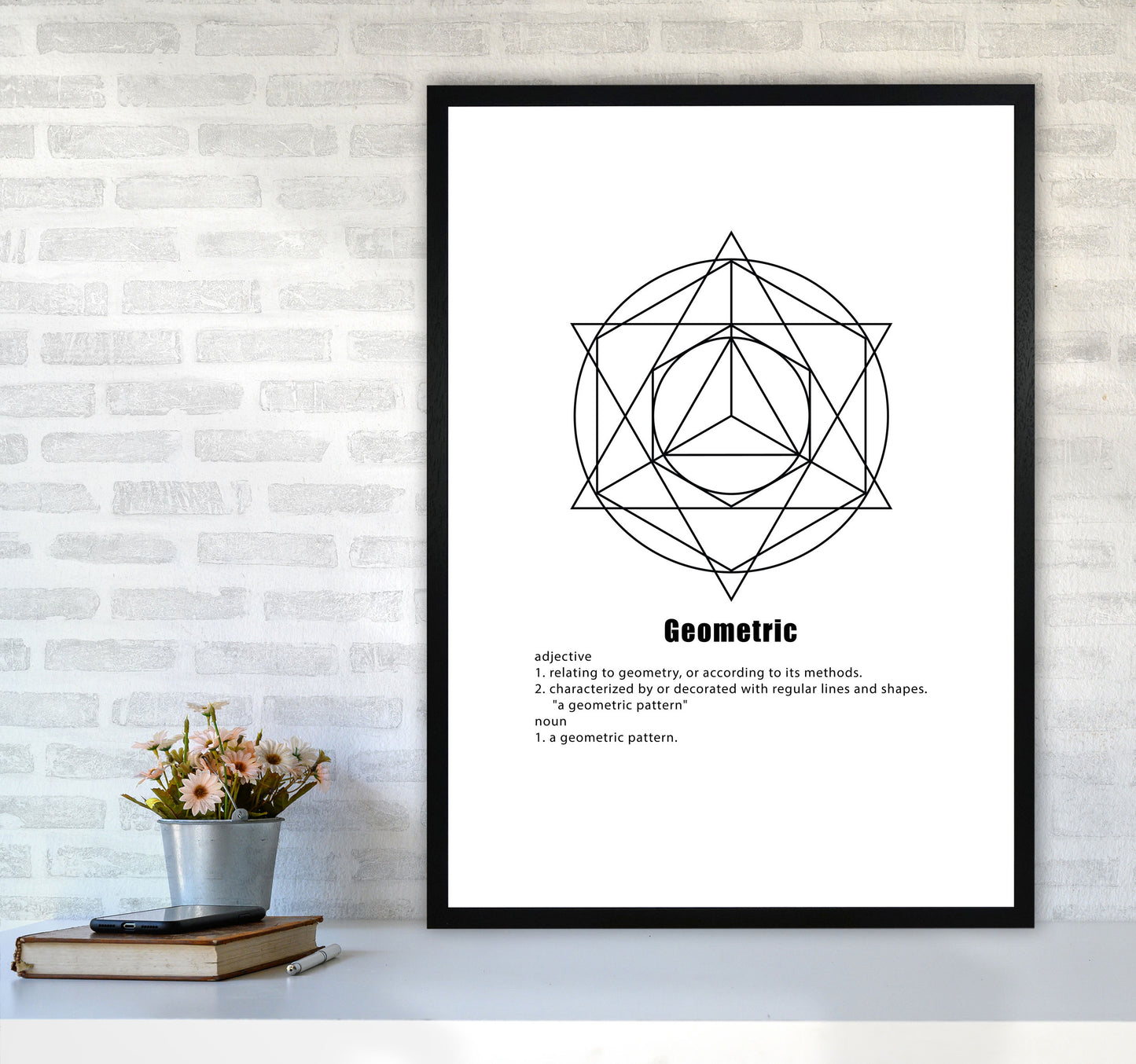 Geometric Meaning 6 Modern Print A1 White Frame