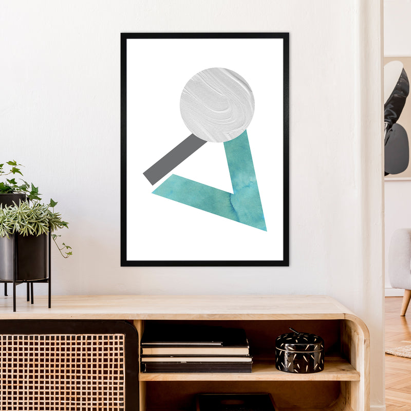 Marble Teal And Silver 3 Art Print by Pixy Paper A1 White Frame
