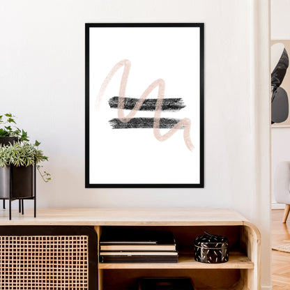 Dalia Chalk Pink And Black Line Contrast  Art Print by Pixy Paper A1 White Frame