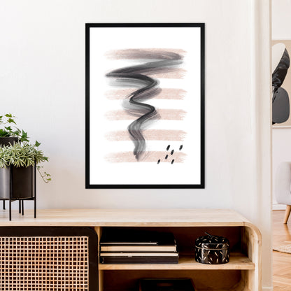Dalia Chalk Pink Lines Black Storm  Art Print by Pixy Paper A1 White Frame