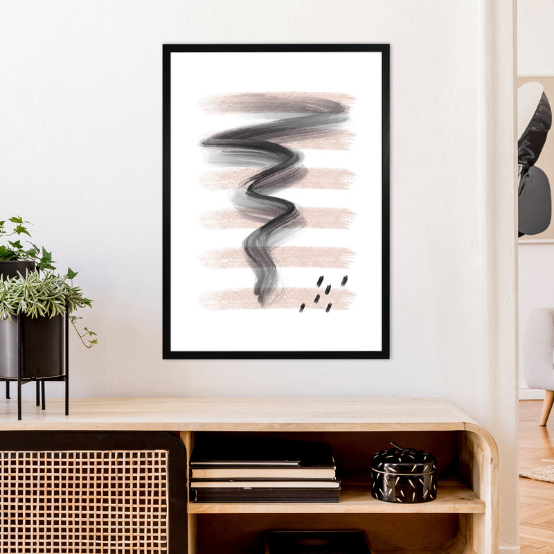 Dalia Chalk Pink Lines Black Storm  Art Print by Pixy Paper A1 White Frame