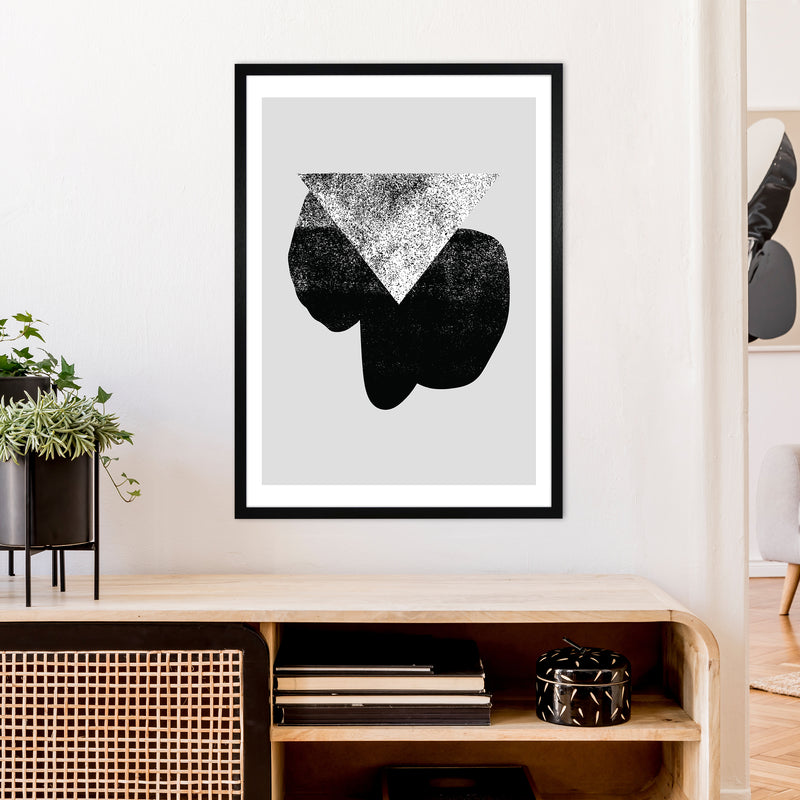 Graffiti Black And Grey Triangle  Art Print by Pixy Paper A1 White Frame