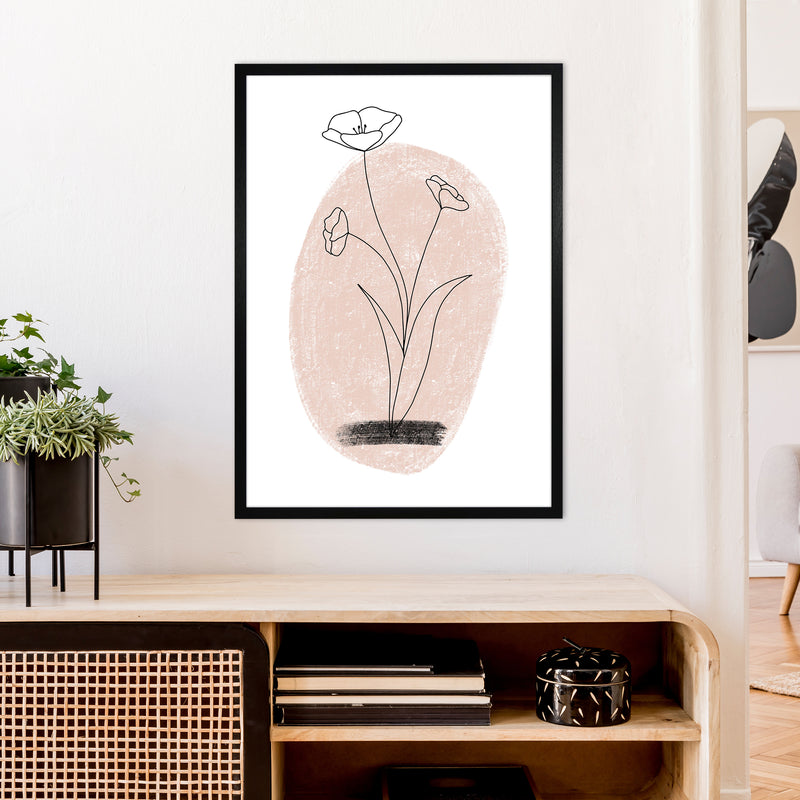 Dalia Chalk Pink Circle Flower  Art Print by Pixy Paper A1 White Frame