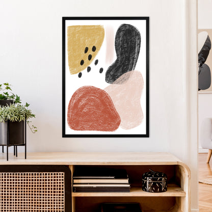 Dalia Chalk Black Polka Shapes  Art Print by Pixy Paper A1 White Frame