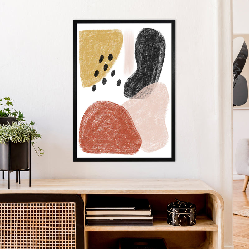 Dalia Chalk Black Polka Shapes  Art Print by Pixy Paper A1 White Frame