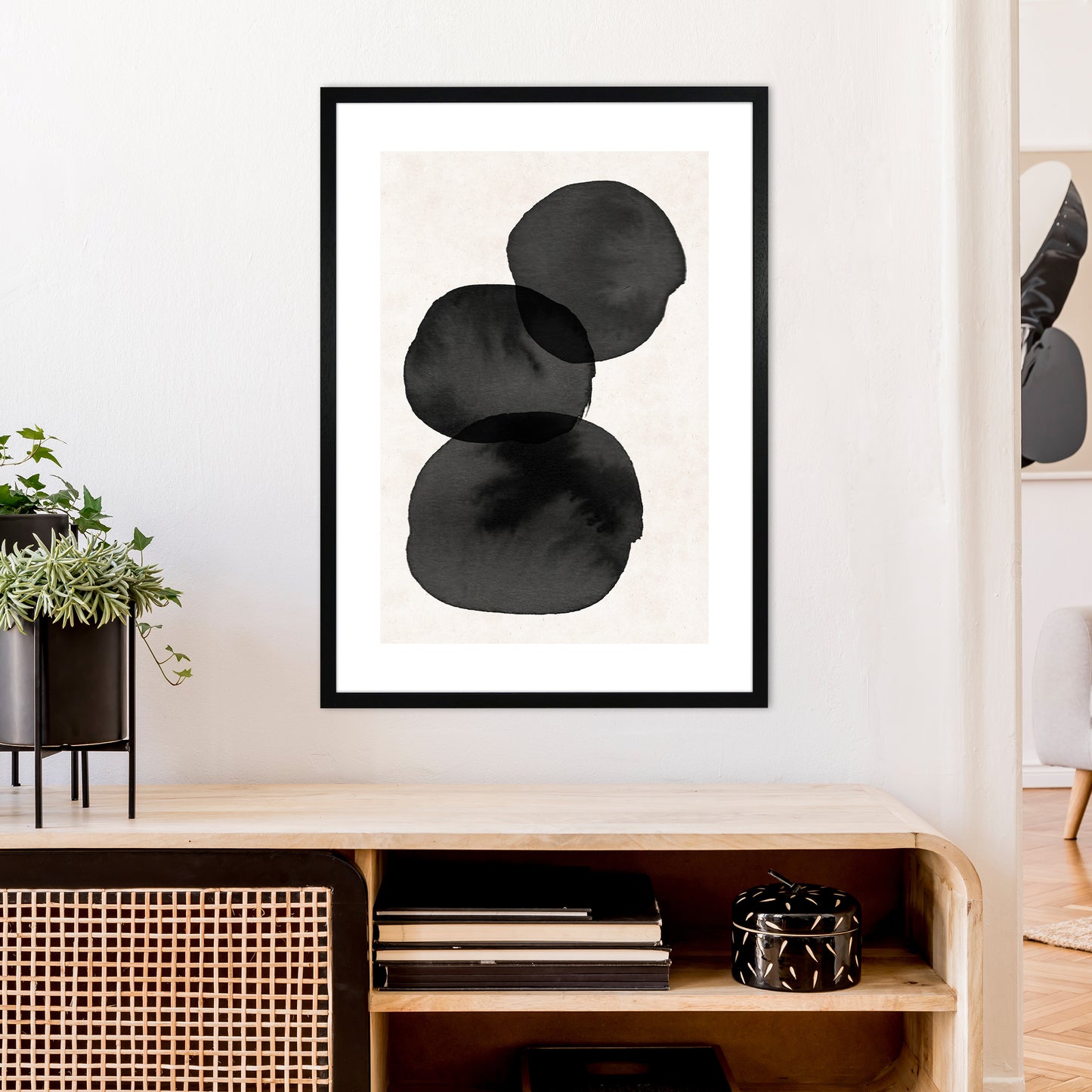 Nude And Pearl Stacked Stones  Art Print by Pixy Paper A1 White Frame