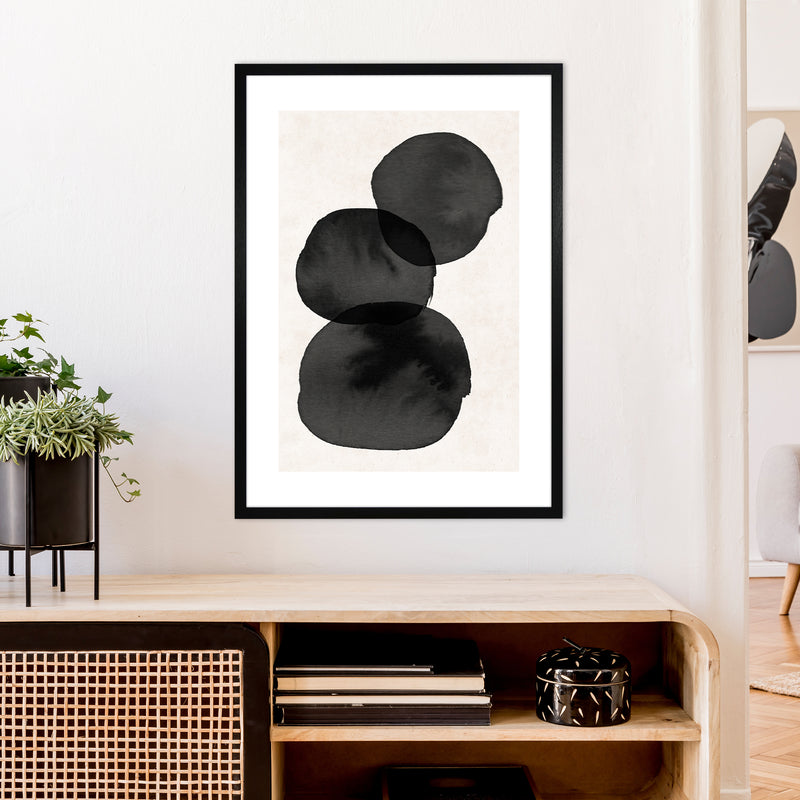 Nude And Pearl Stacked Stones  Art Print by Pixy Paper A1 White Frame