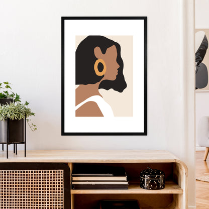 Mica Girl With Earring N6  Art Print by Pixy Paper A1 White Frame