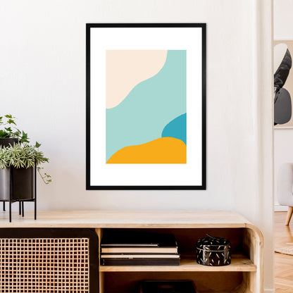 Mita Teal Abstract N18  Art Print by Pixy Paper A1 White Frame