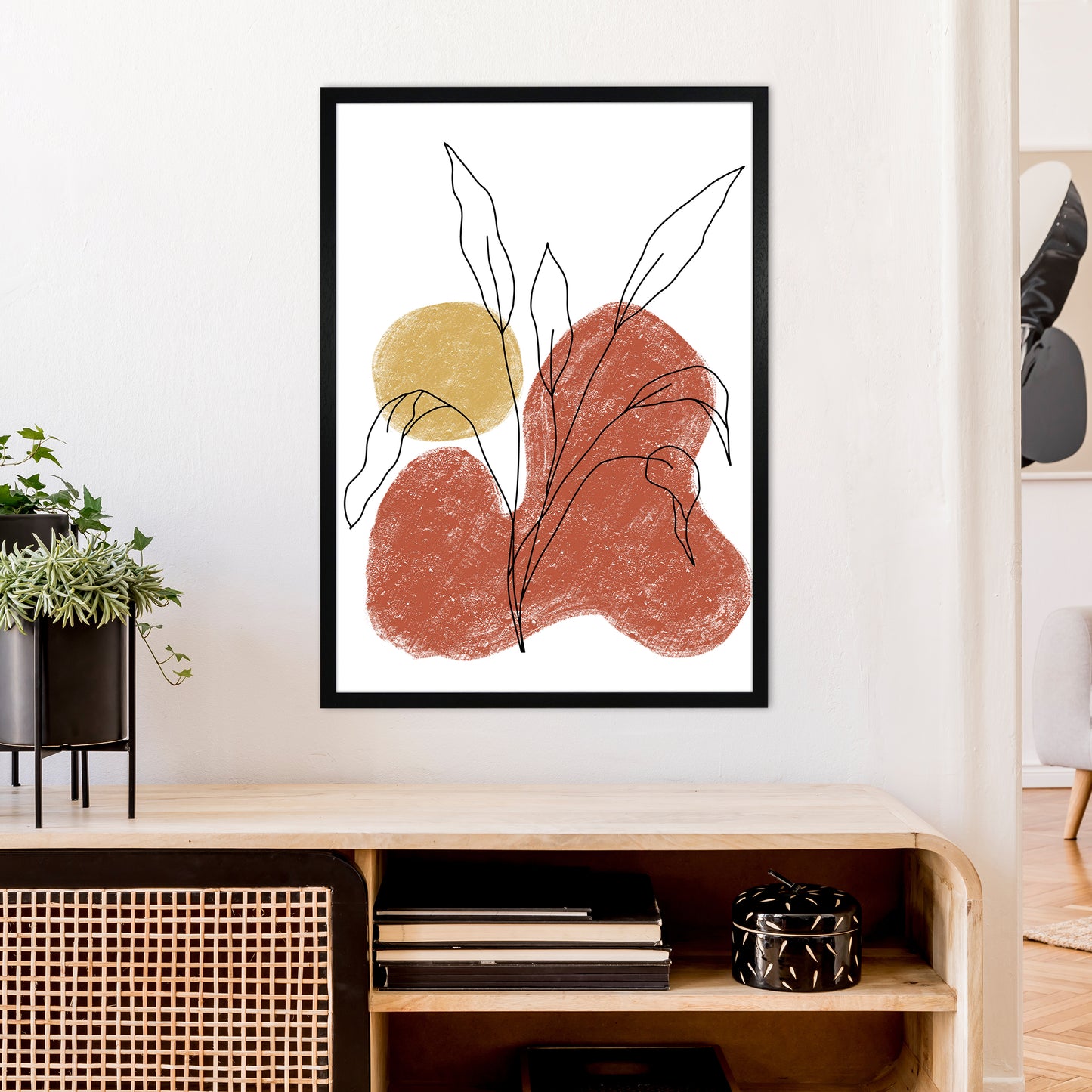Dalia Chalk Red Floral  Art Print by Pixy Paper A1 White Frame