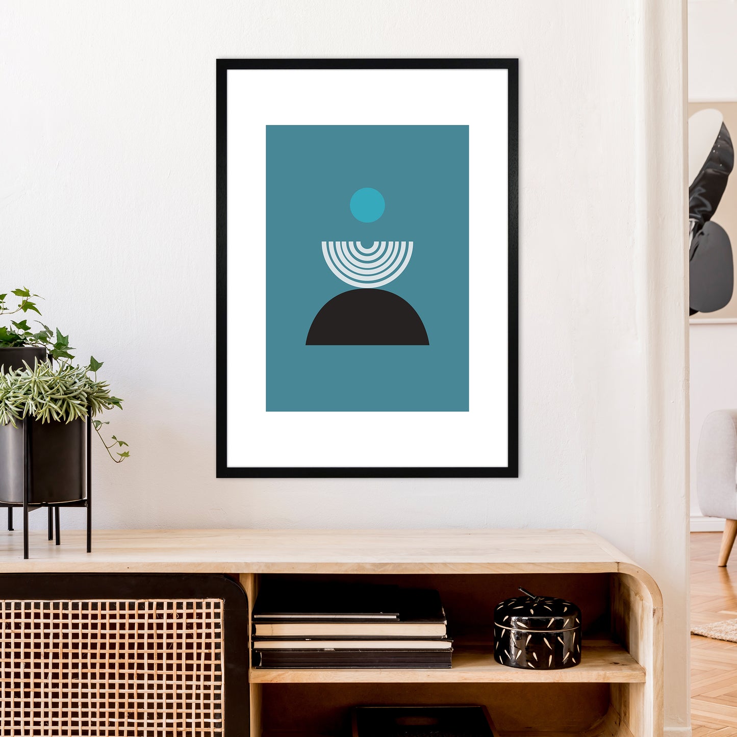 Mita Teal Fountain N8  Art Print by Pixy Paper A1 White Frame