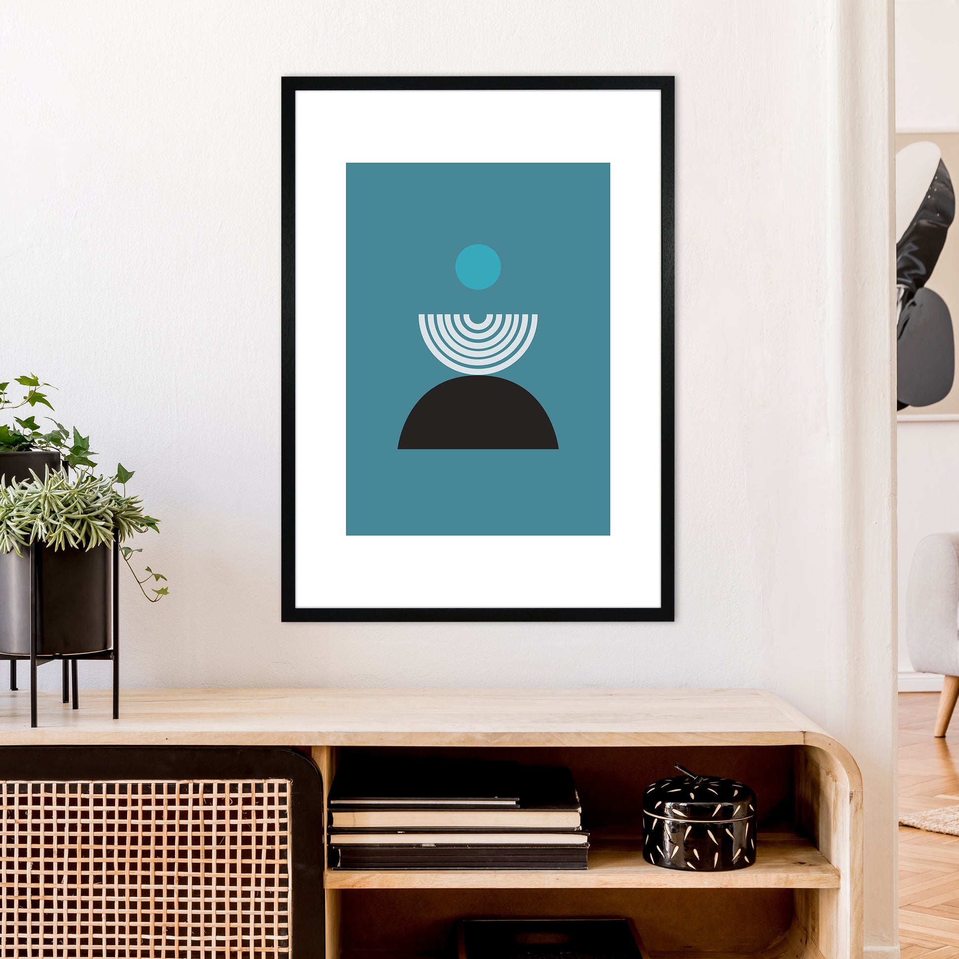 Mita Teal Fountain N8  Art Print by Pixy Paper A1 White Frame