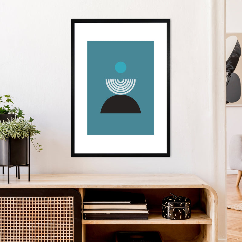 Mita Teal Fountain N8  Art Print by Pixy Paper A1 White Frame