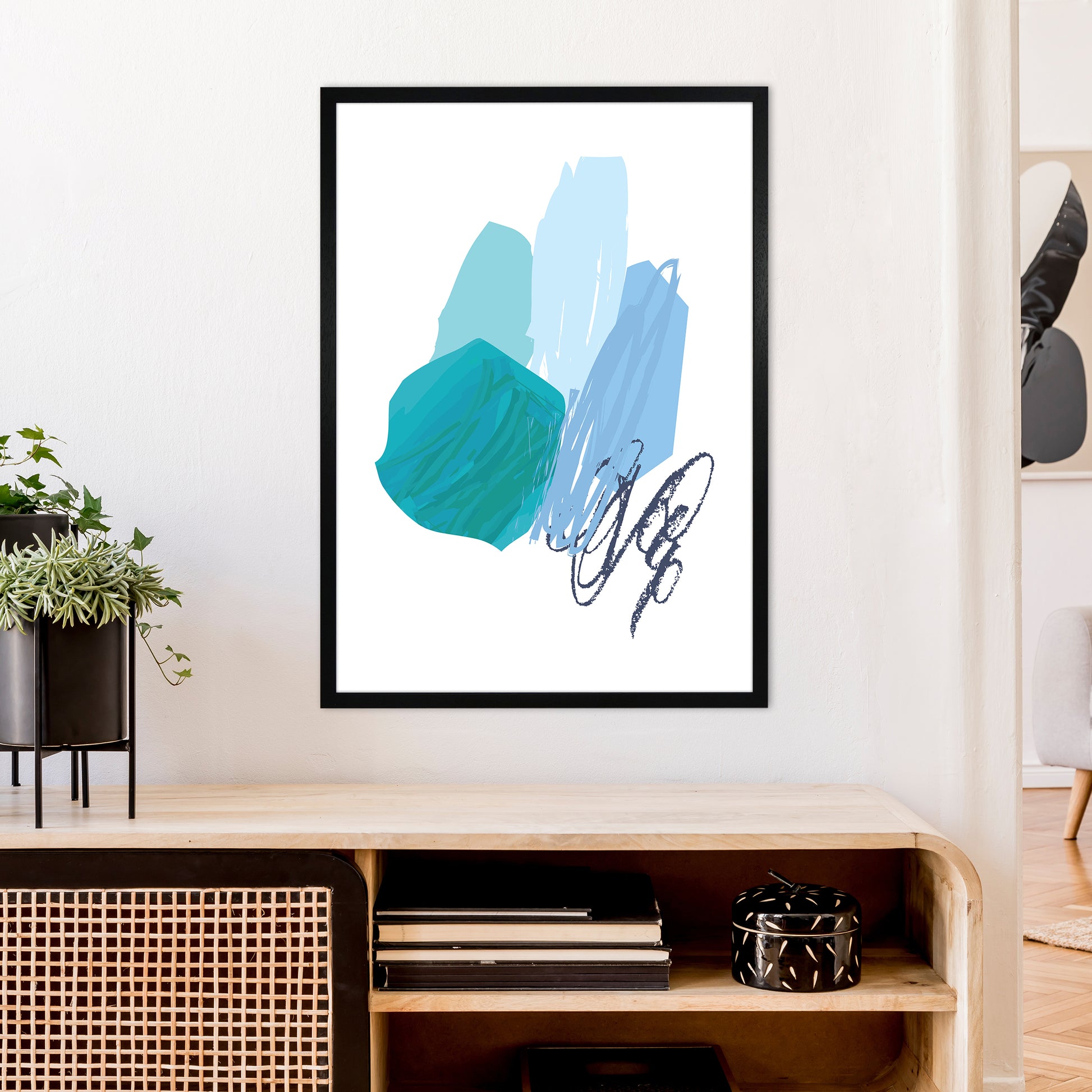 Blue Palette Drawings  Art Print by Pixy Paper A1 White Frame