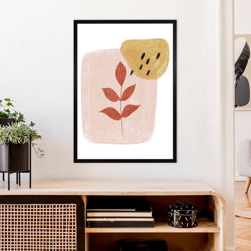 Dalia Chalk Red Leaf  Art Print by Pixy Paper A1 White Frame
