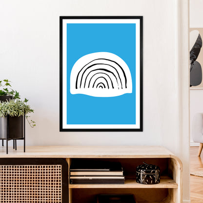 Blue Rainbow Neon Funk  Art Print by Pixy Paper A1 White Frame