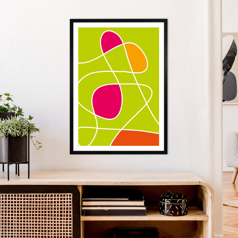 Lime Mess Neon Funk  Art Print by Pixy Paper A1 White Frame