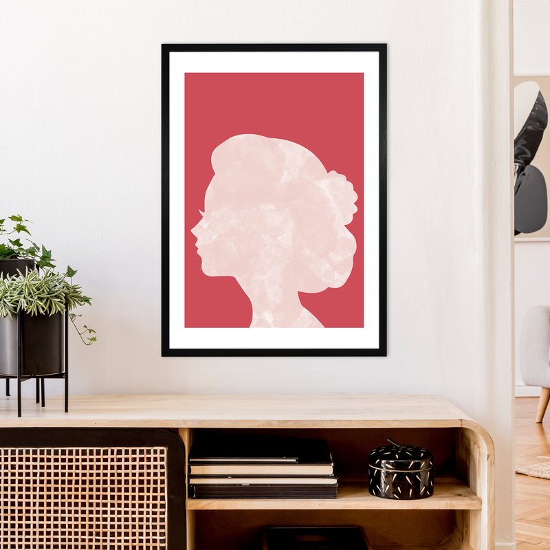 Marble Head Red  Art Print by Pixy Paper A1 White Frame