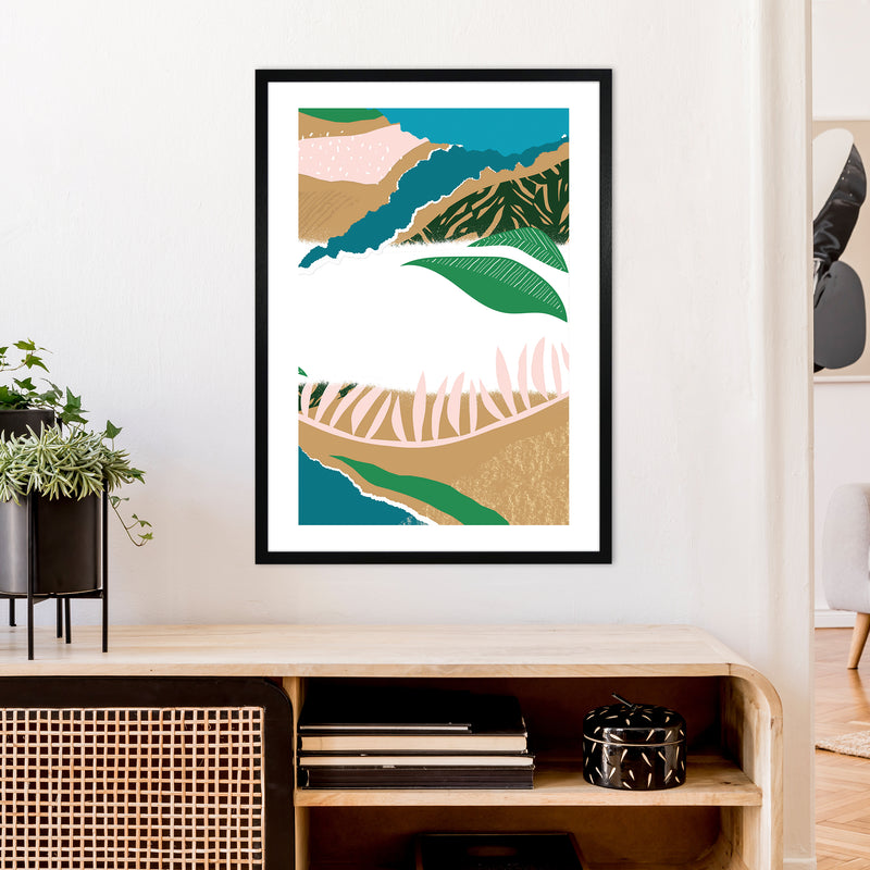 White Mixed Jungle Abstract  Art Print by Pixy Paper A1 White Frame