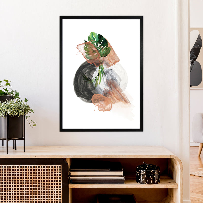 Round Exotic Abstract  Art Print by Pixy Paper A1 White Frame