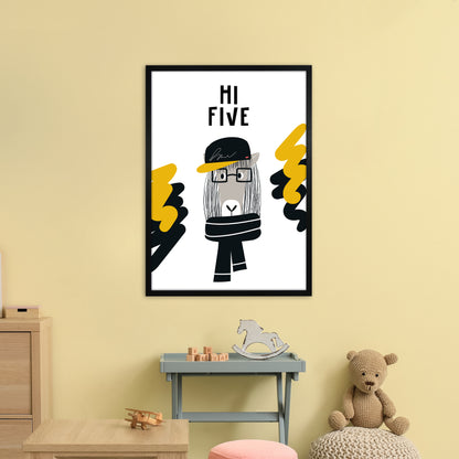 Hi Five Pop  Art Print by Pixy Paper A1 White Frame
