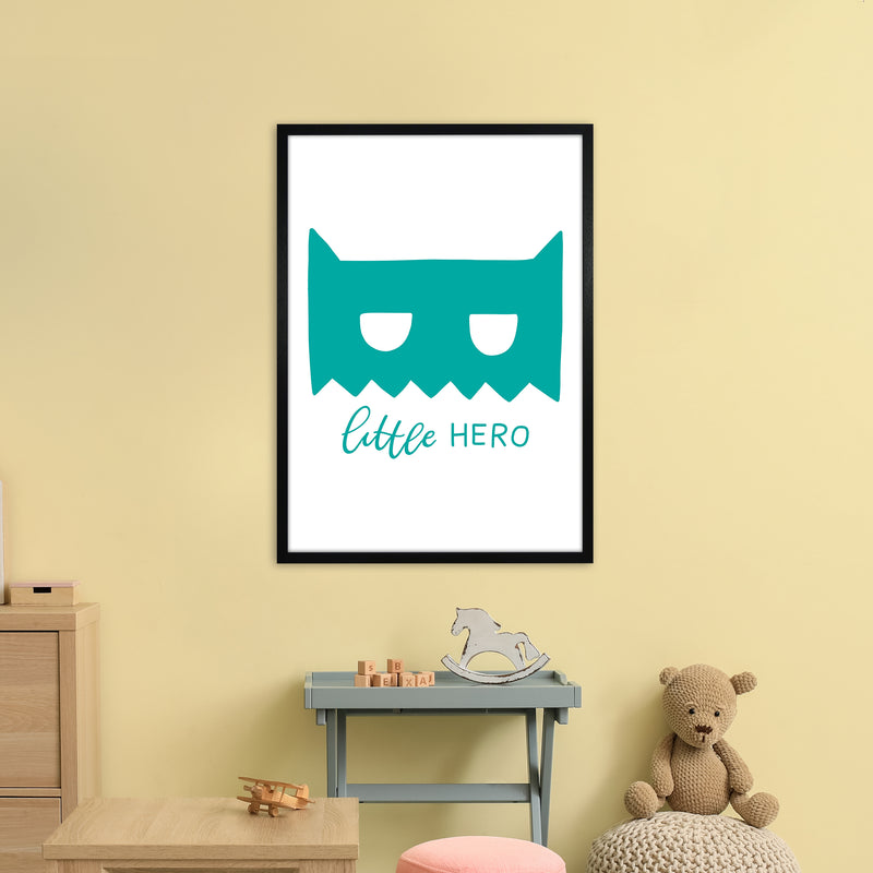 Little Hero Mask Teal Super Scandi  Art Print by Pixy Paper A1 White Frame