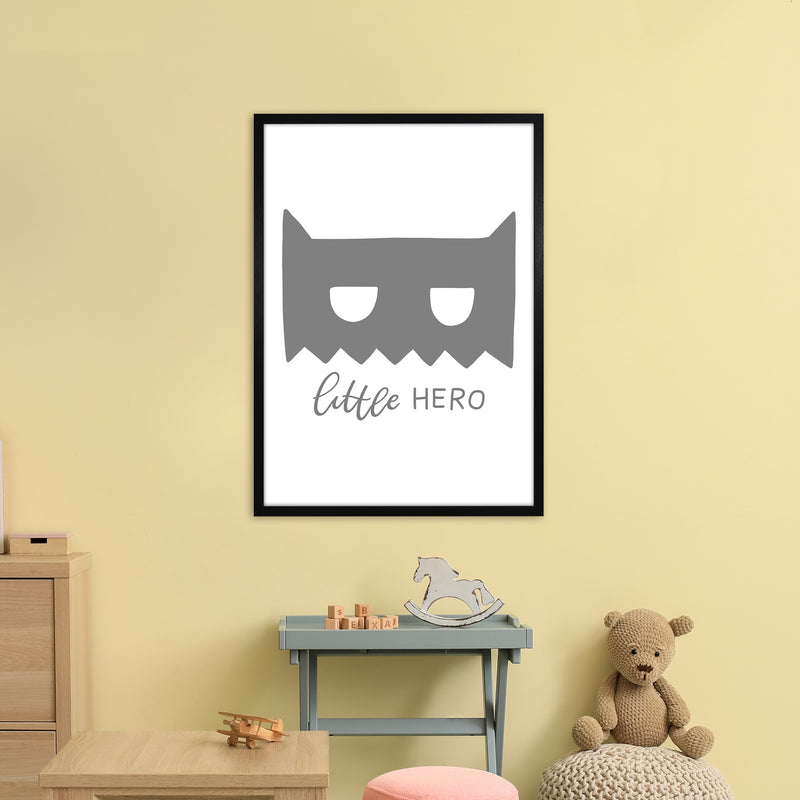 Little Hero Mask Super Scandi Grey  Art Print by Pixy Paper A1 White Frame