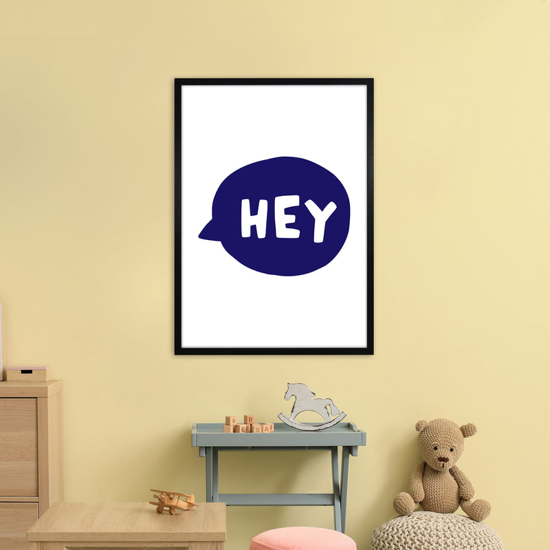 Hey Bubble Navy Super Scandi  Art Print by Pixy Paper A1 White Frame