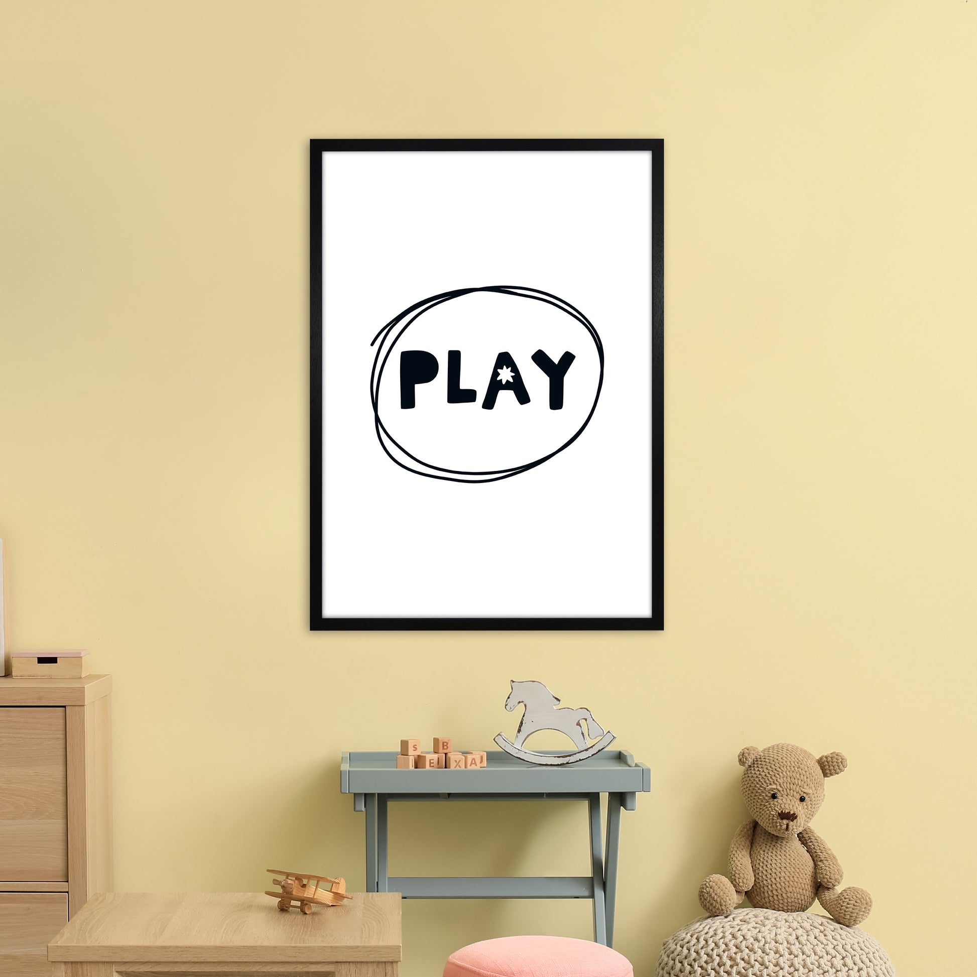 Play Super Scandi Black  Art Print by Pixy Paper A1 White Frame