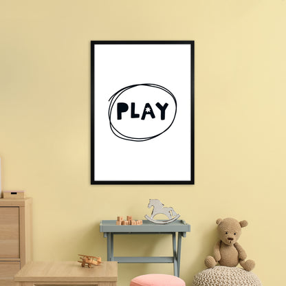 Play Super Scandi Black  Art Print by Pixy Paper A1 White Frame